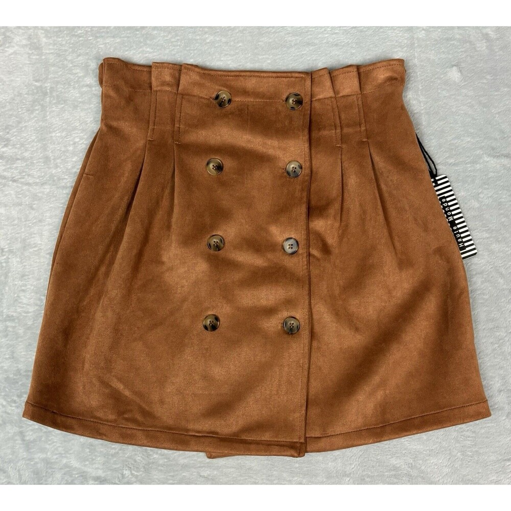 Haute Monde Women’s Size Large Faux Suede Button Front Mini Skirt